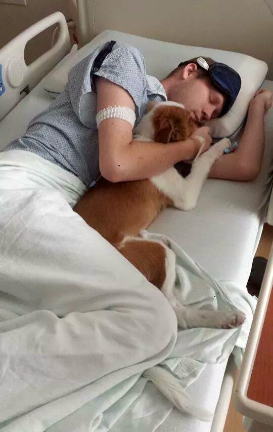 Scott's doctors recommended a companion, so the hospital let Penny visit when he was admitted for Hodgkin's Lymphoma.