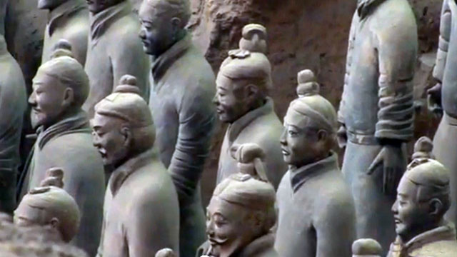 warrior statues found by archaeologists in China.
