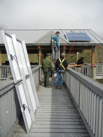 Tree house solar panel installation